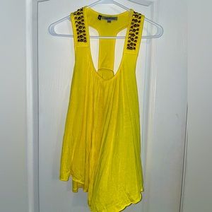 EUC Yellow Studded flowy Jennifer Lopez Racerback Tank XS